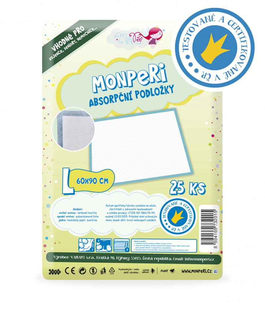 MonPeri absorpčné podložky L 25 ks 60x90 cm